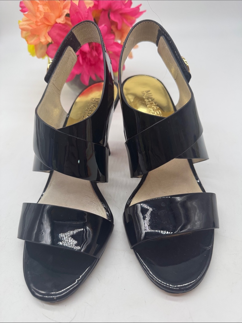 MICHAEL Michael Kors Black Patent Leather Slingback Sandals Size 7 BHE10088 - Picture 2 of 7